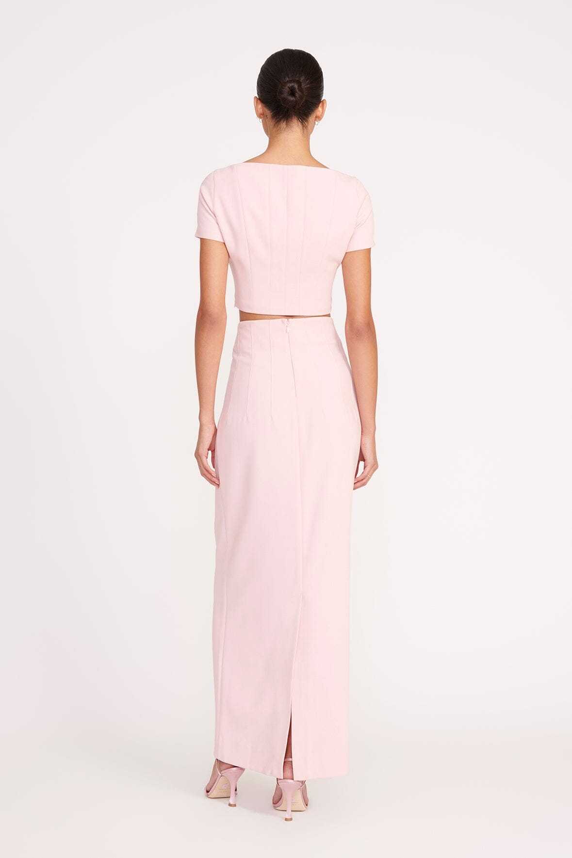 Staud Back Bifurcated Skirt In Pink
