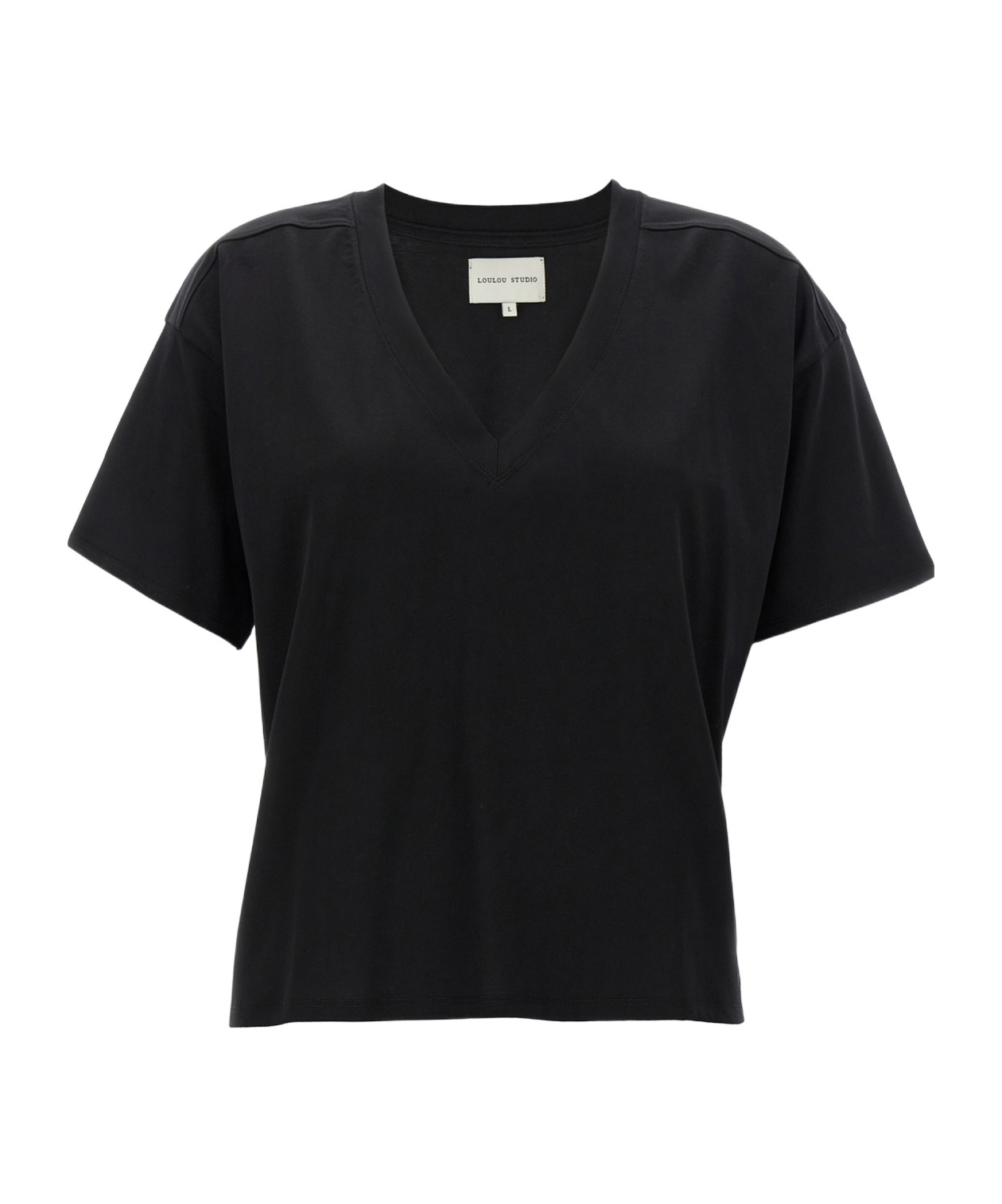 Shop Loulou Studio V-collar T-shirt In Black