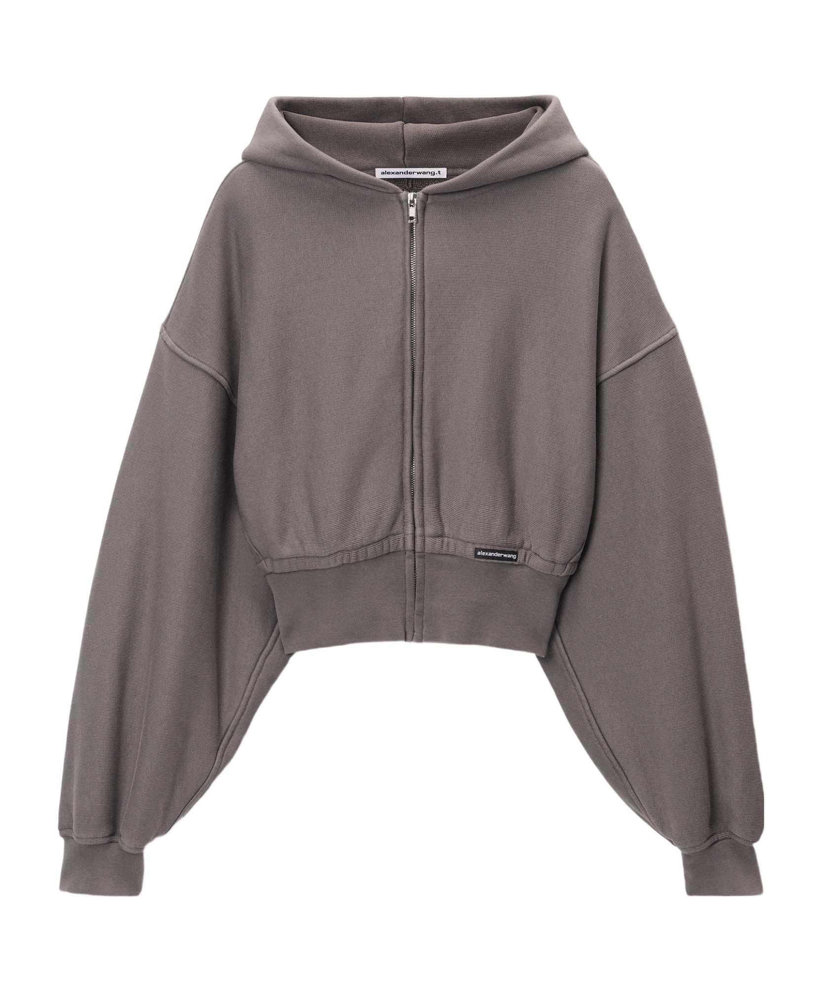 Alexander Wang Zippered Hooded Sweatshirt In Gray