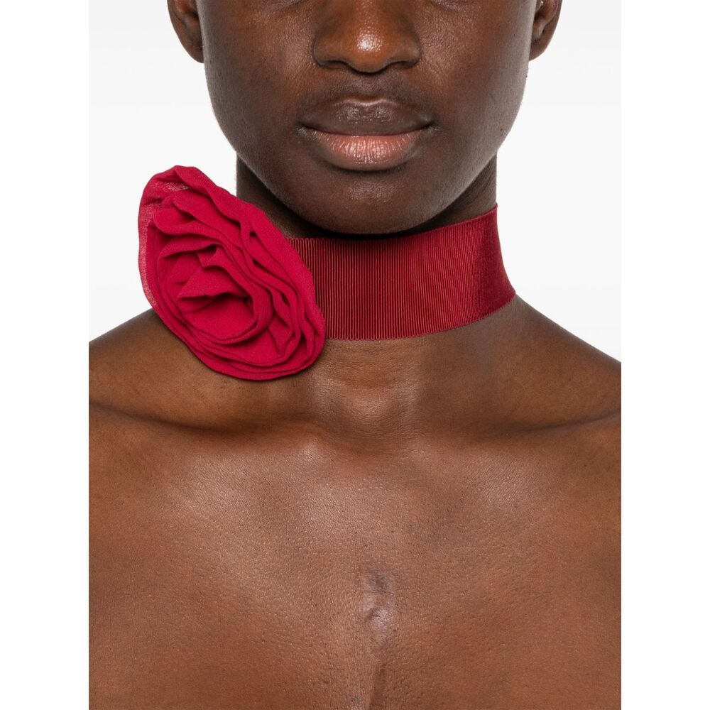 Blumarine Rose-brooch Choker Necklace In Red