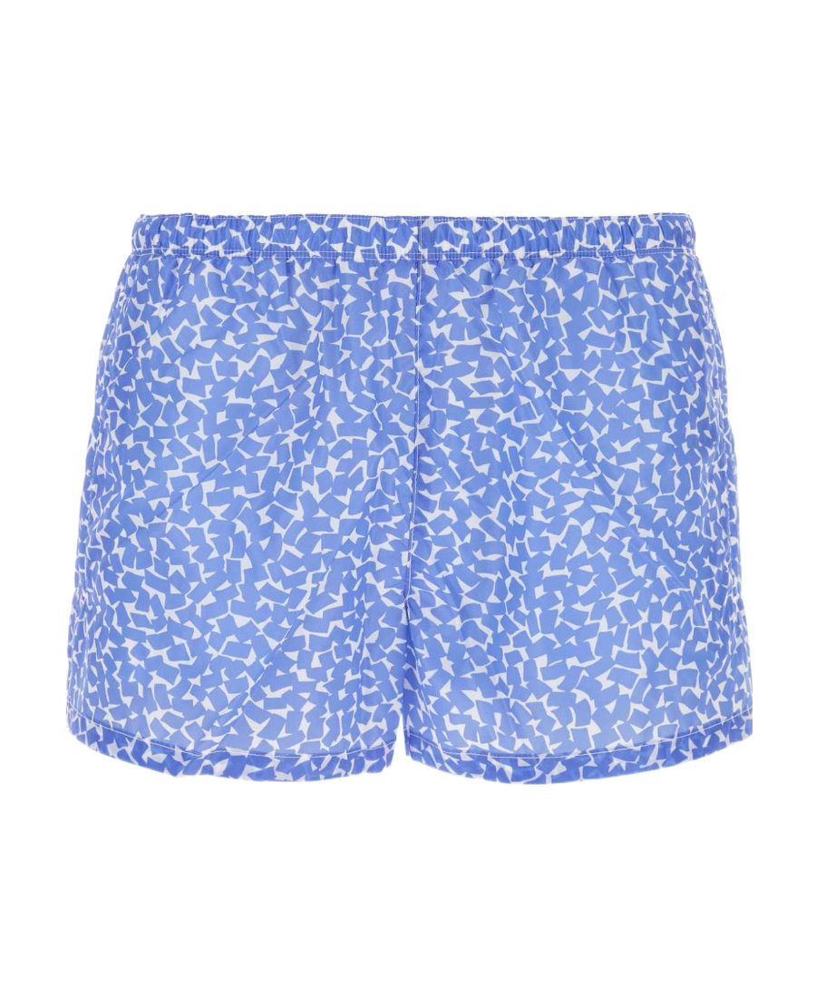 Prada Elastic Waist Printed Swimming Trunks In Multi