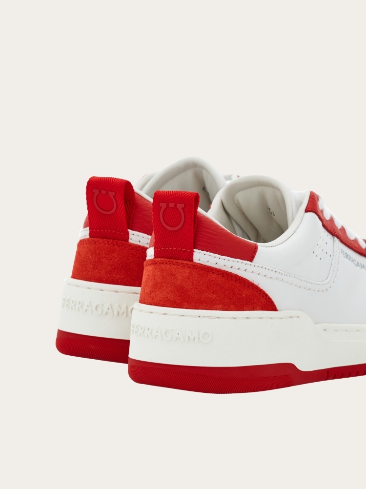 Ferragamo Panelled Leather Sneakers In White