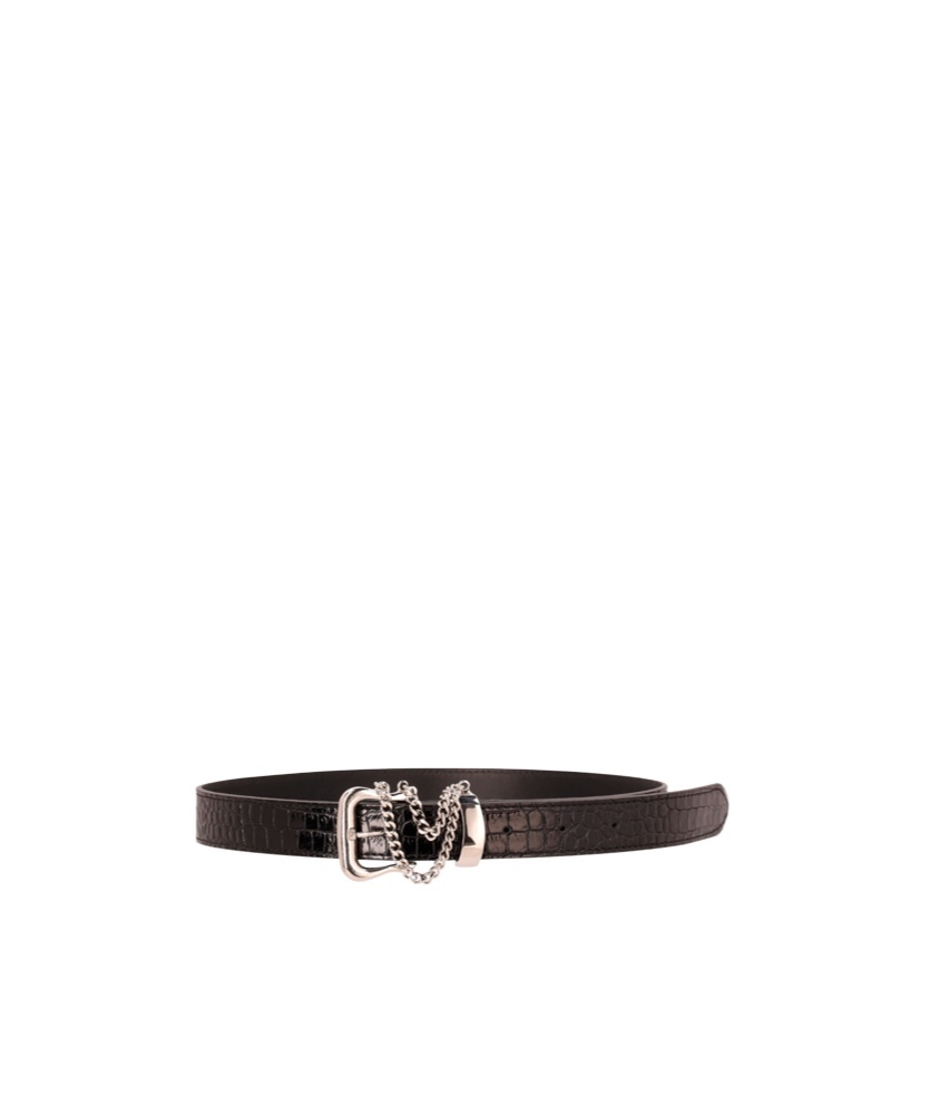Alessandra Rich Crocodile-effect Chain-detail Belt In Black