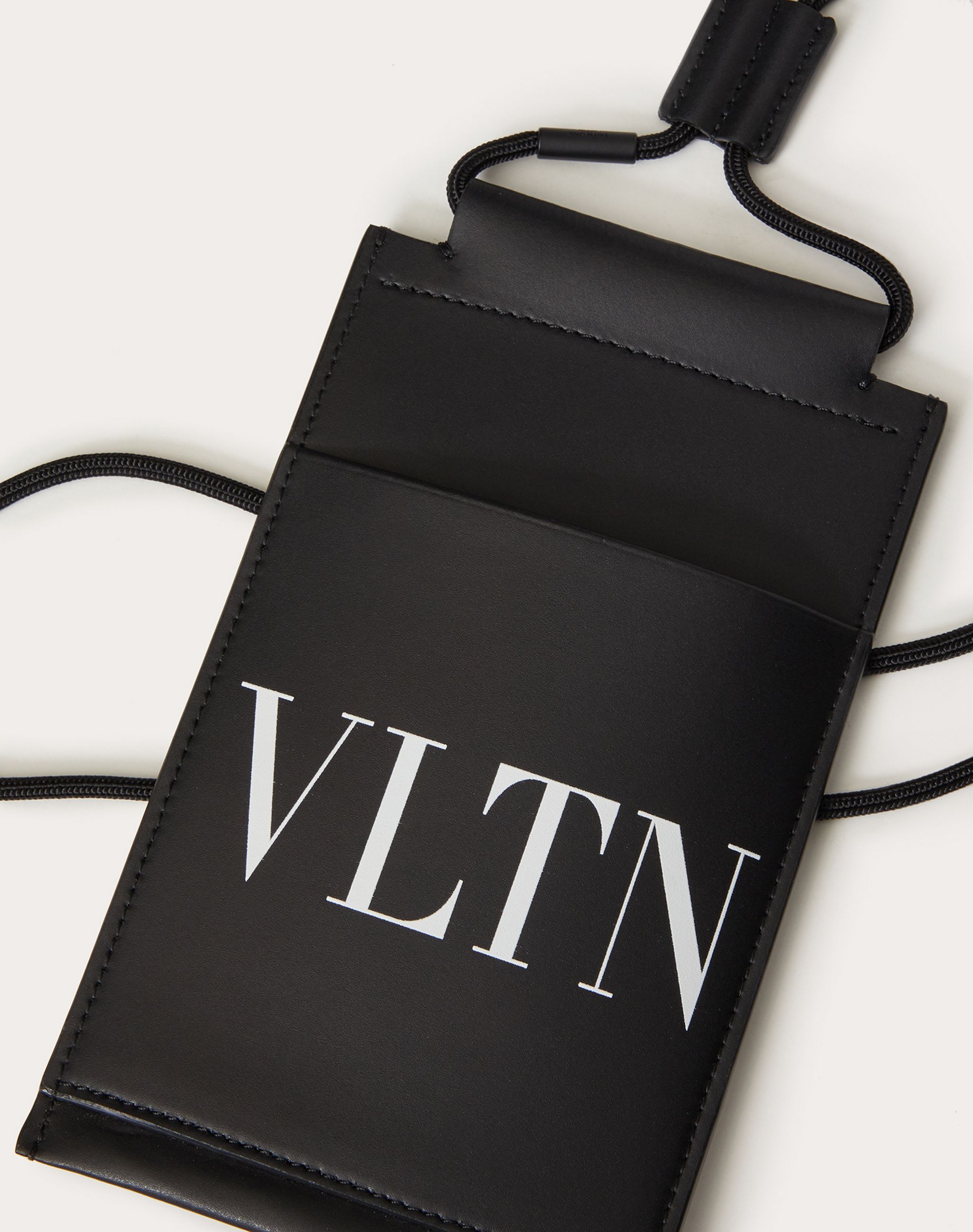 Valentino Vltn Leather Pouch In Black
