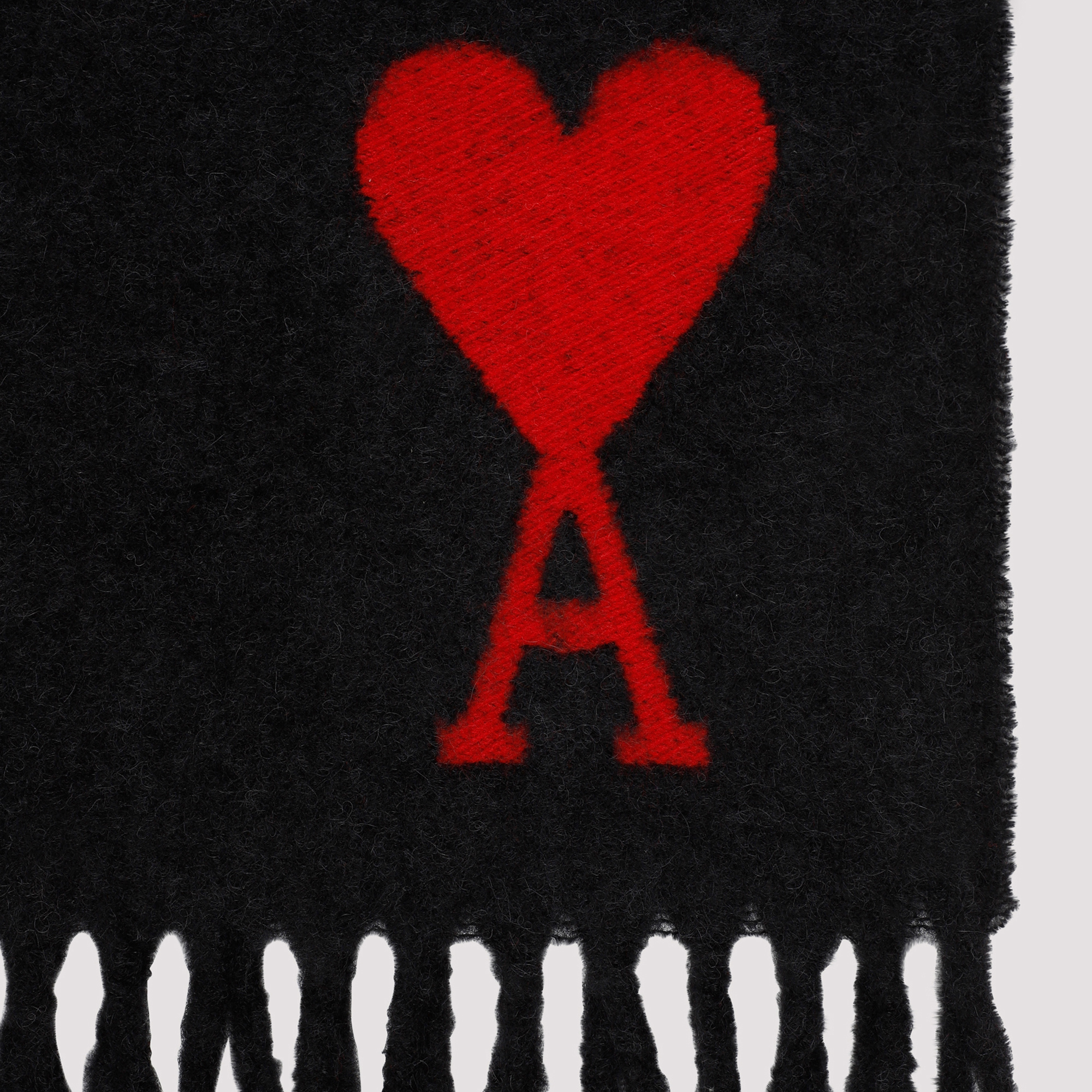 Ami Alexandre Mattiussi Ami De Coeur Wool Scarf In Red