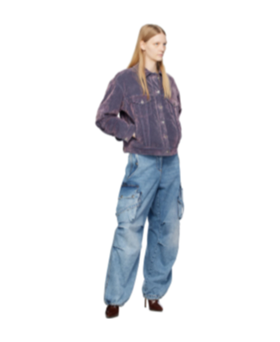 Msgm Flock Denim Faded Denim Jacket In Gray