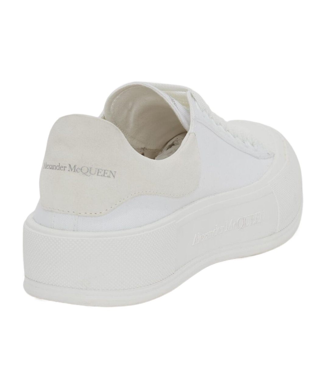 Alexander Mcqueen Logo Embossed Platform Sole Canvas Sneakers In White