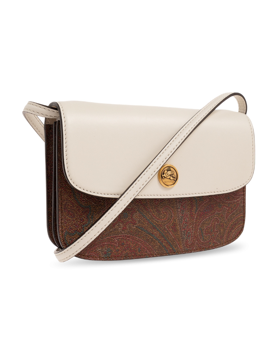 Etro Shoulder Bag With Paisley Print Panels In Nude