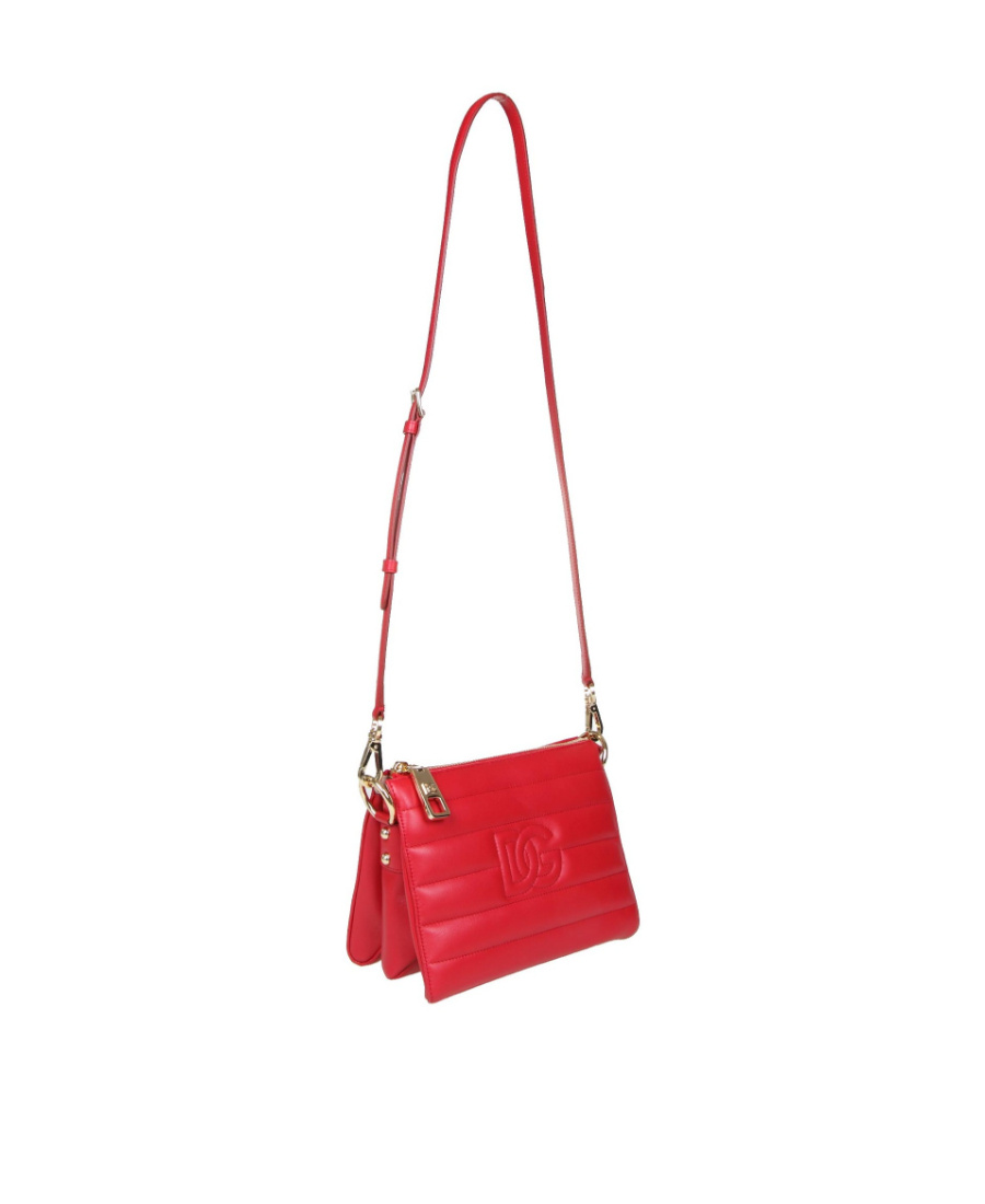 Dolce & Gabbana Stitched-logo Detail Clutch Bag In Red