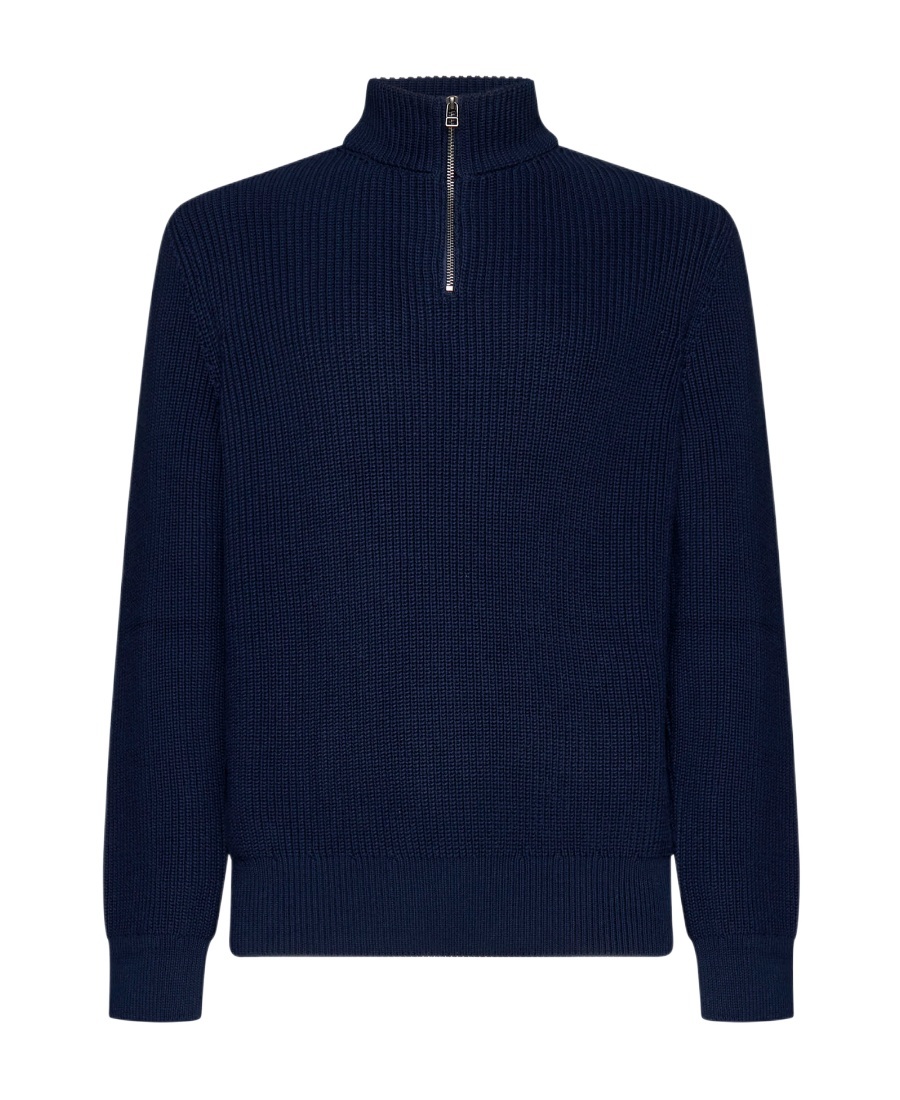 Apc Mock-neck Half-zip Cotton Jumper In Black