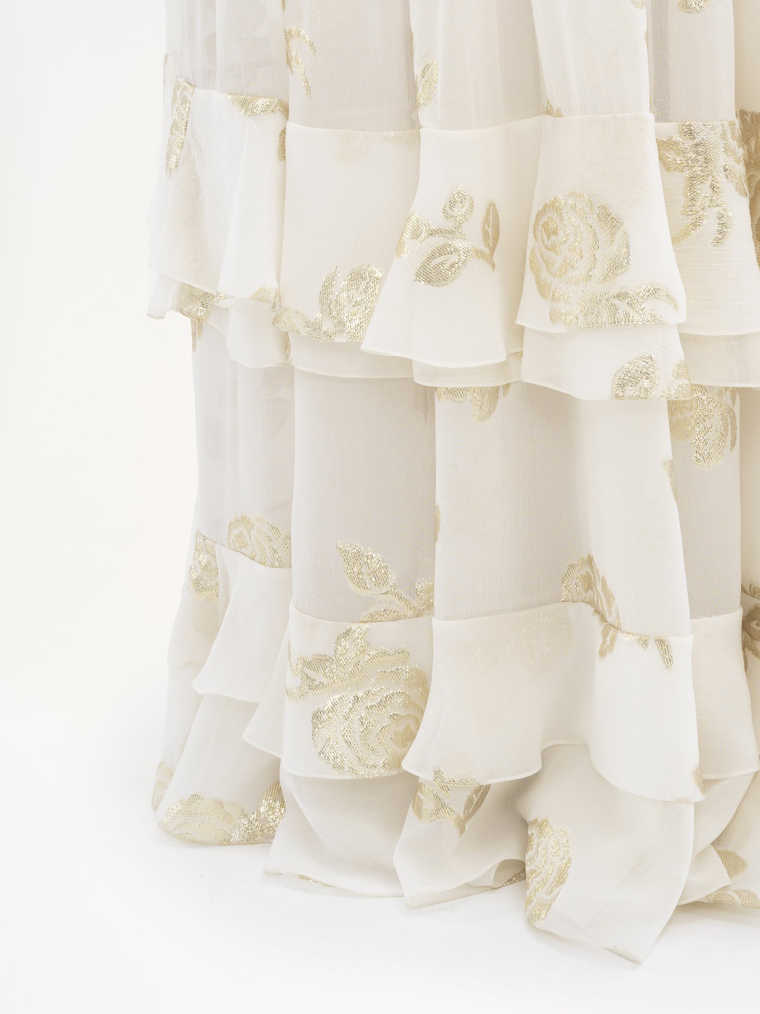 Chloé Metallic Silk Jacquard Maxi Skirt In Coconut Milk Color