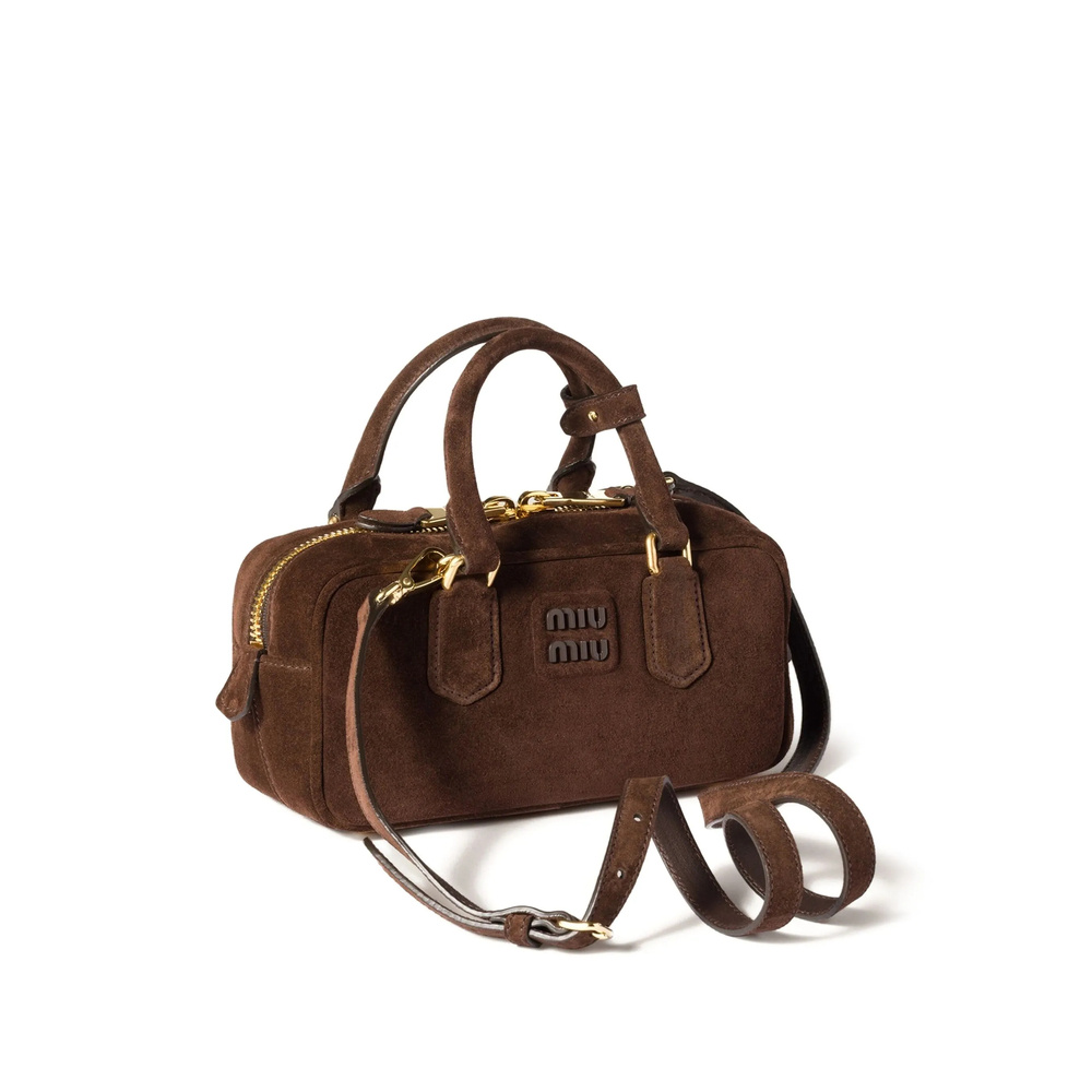 Miu Miu Arcadie Suede Bag In Black