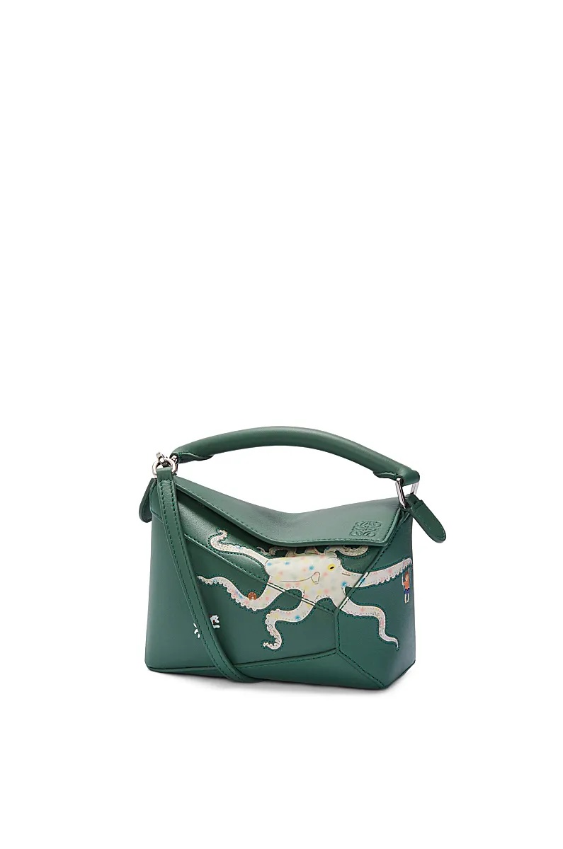 Loewe X Suna Fujita Puzzle Edge Octopus Mini Crossbody Bag In Green