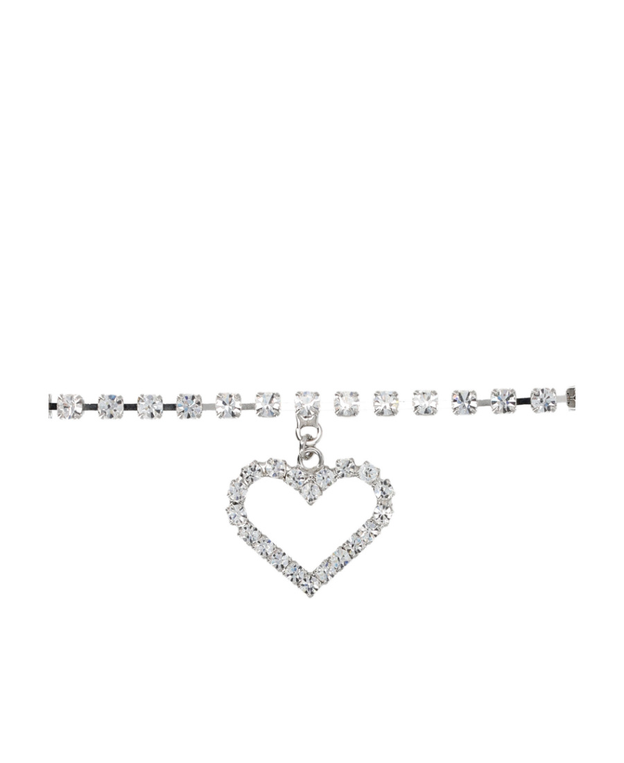Alessandra Rich Crystal Heart Necklace In White