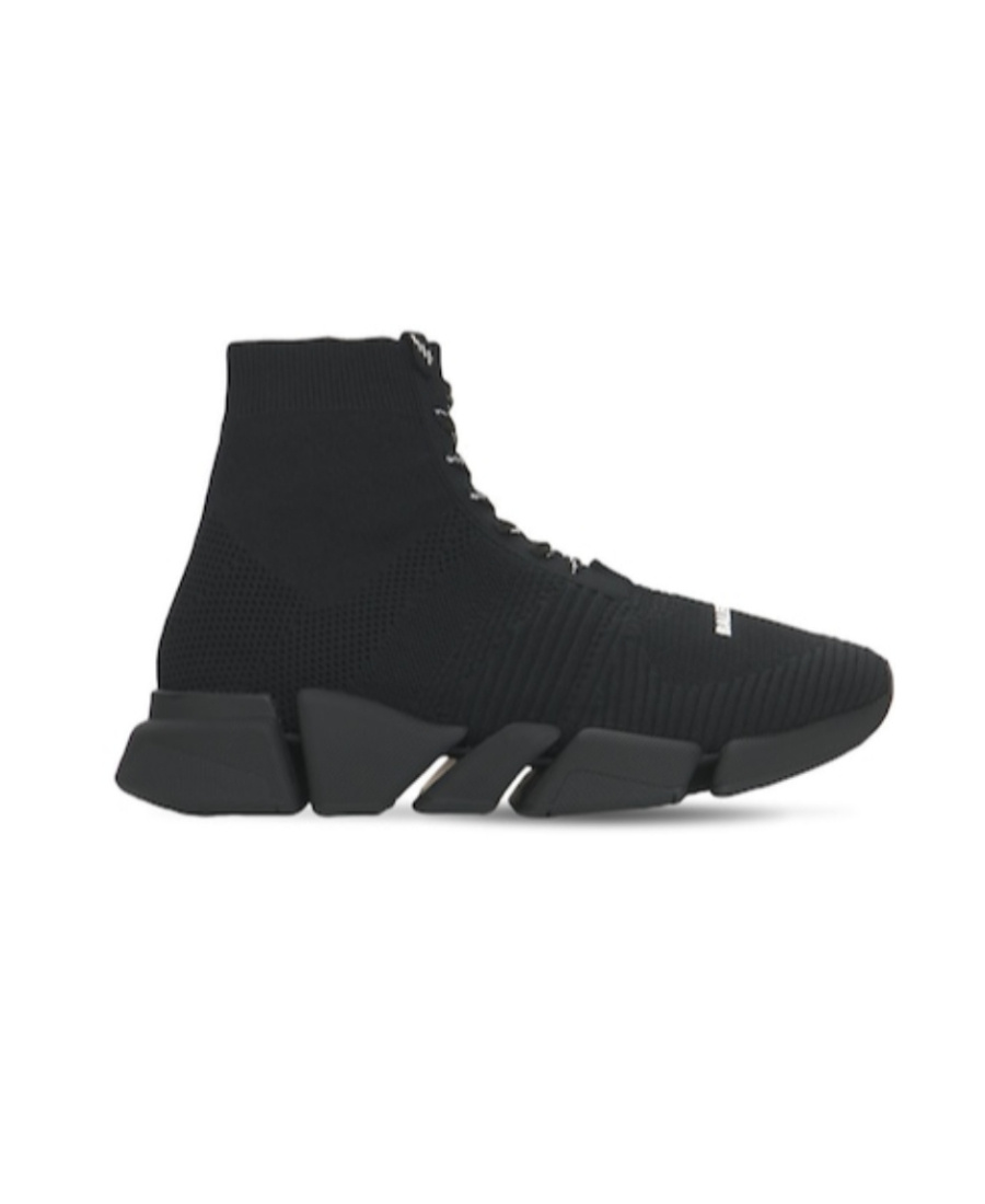 Balenciaga Black Knitted Lace-up Casual Sneakers
