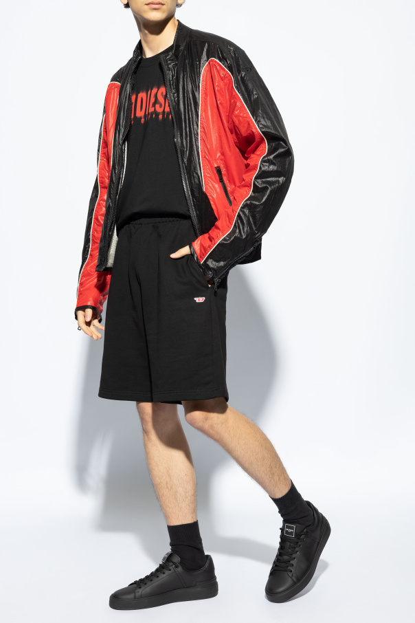 Diesel Elastic Waistband Shorts Back Pocket In Black