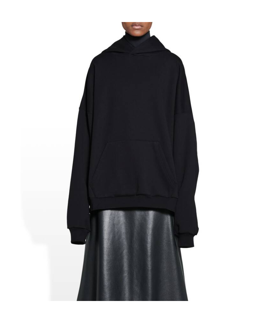 Balenciaga Logo-print Long-sleeve Hoodie In Black