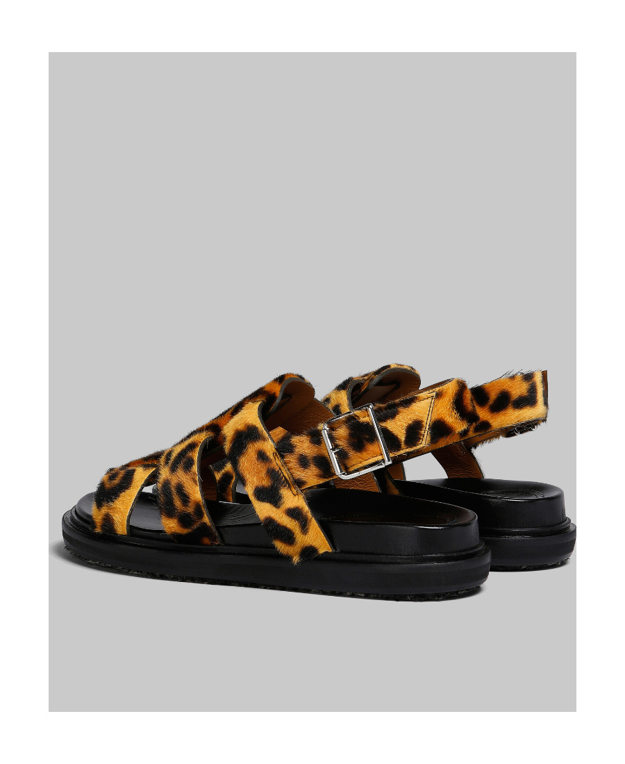 Marni Fussbett Leopard Sandals In Black