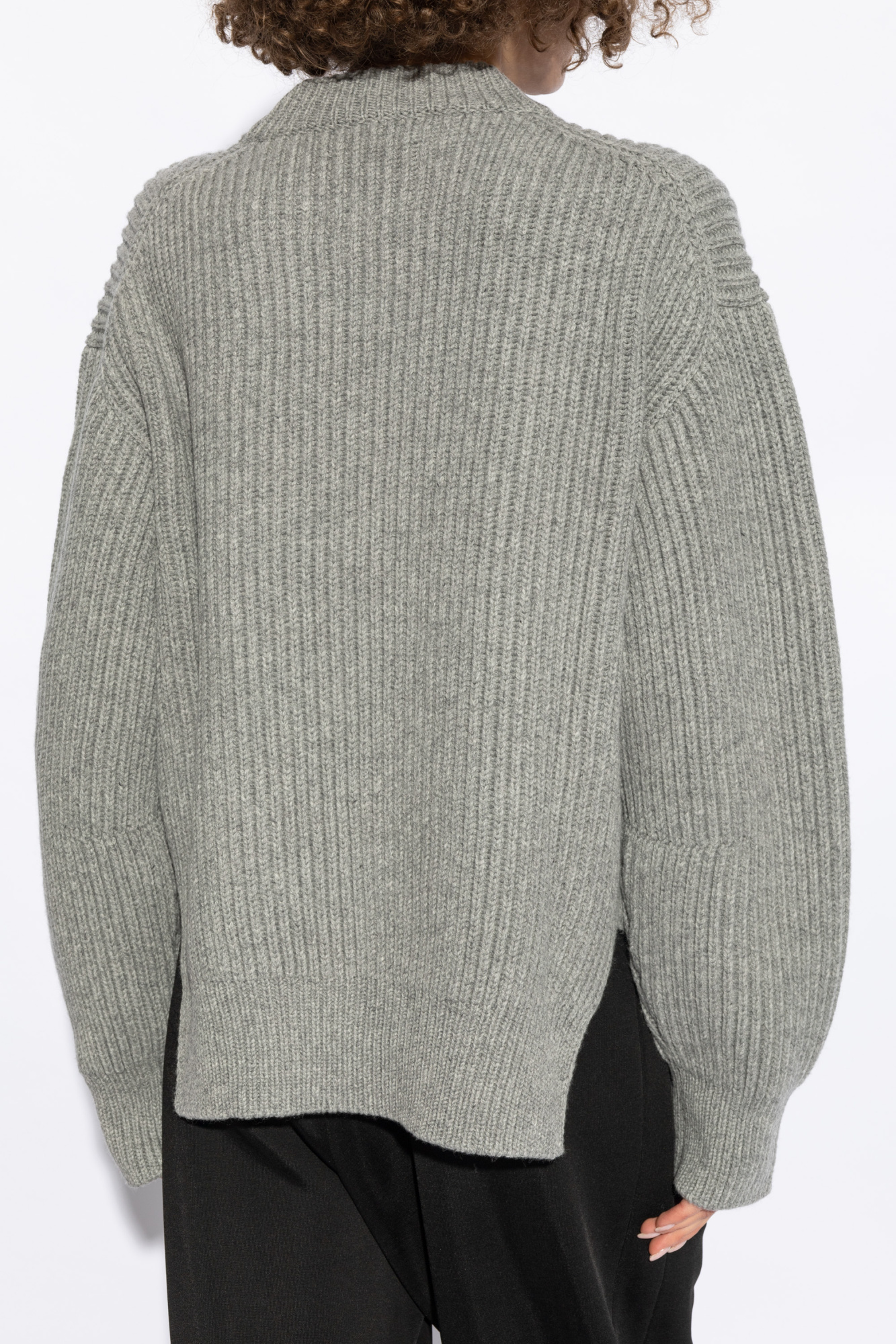 Jil Sander Ribbed Mock Neck Knitwear With Relaxed Fit In Gray
