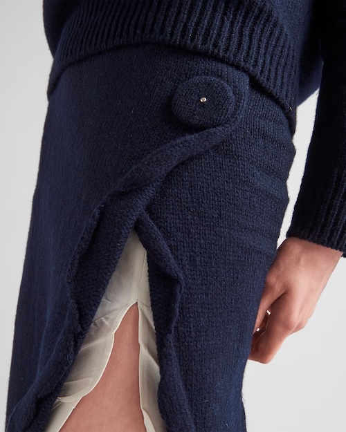 Prada Split Skirt In Blue