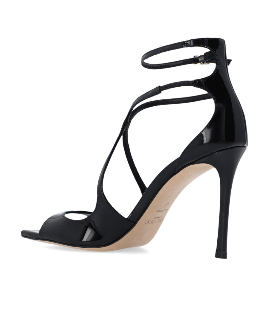 Jimmy Choo Womens Black Azia 110 Strappy Patent Leather Sandals In Black