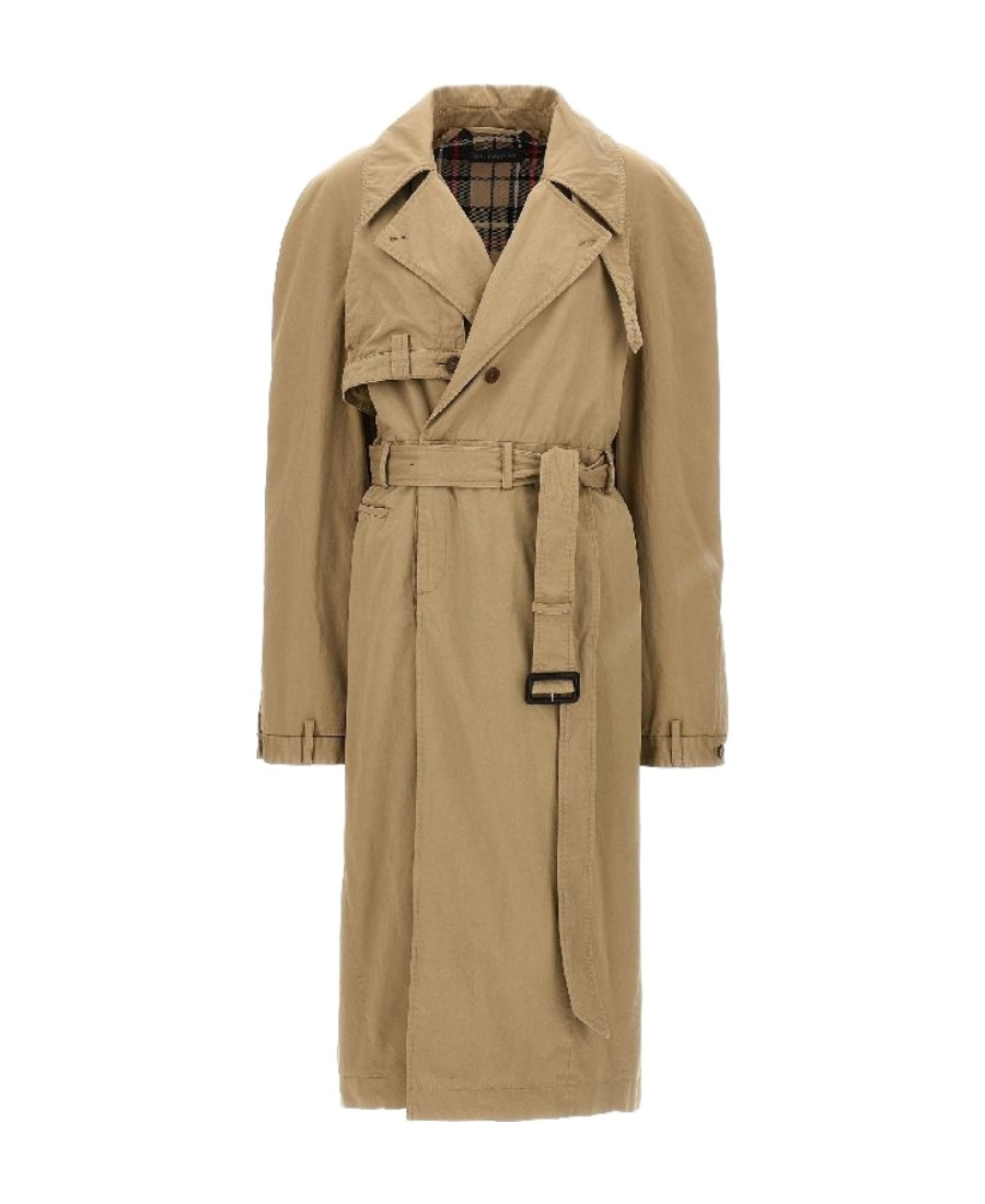 Balenciaga Maxi Deconstructed Trench Coat In Brown