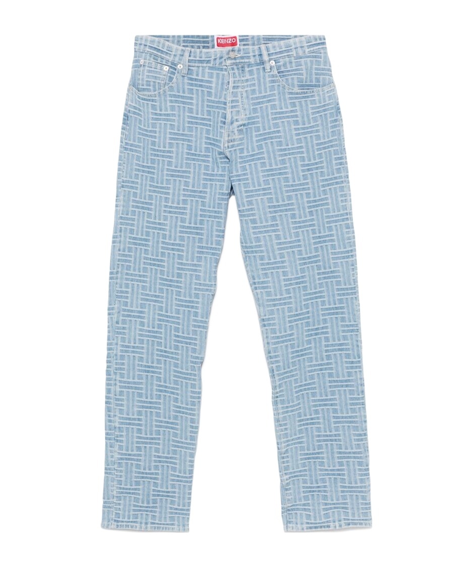 Kenzo Weave Botan Loose Jeans In Blue