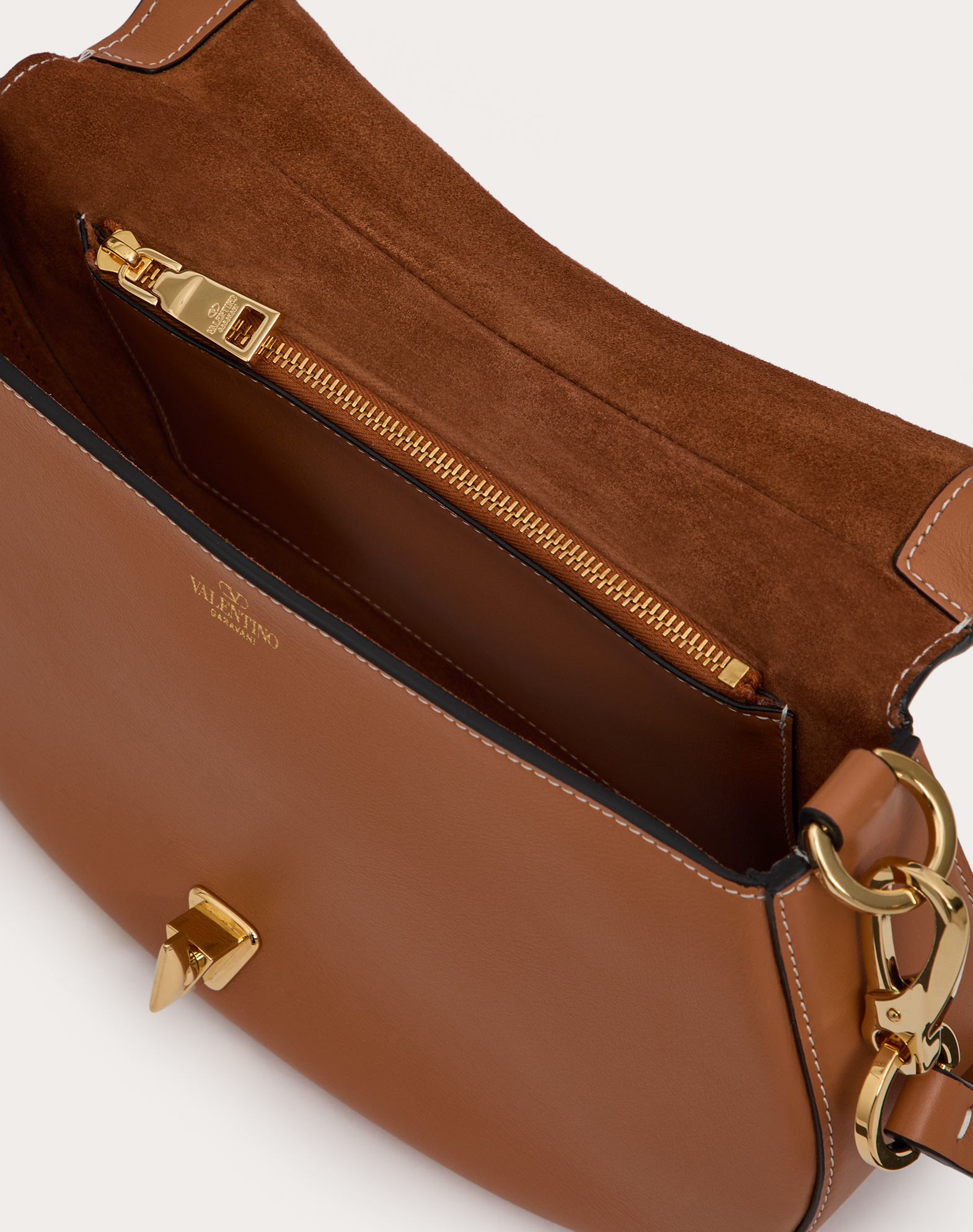 Valentino Small Saddle Handbag With Adjustable Strap And Gold-tone Hardware In Brown