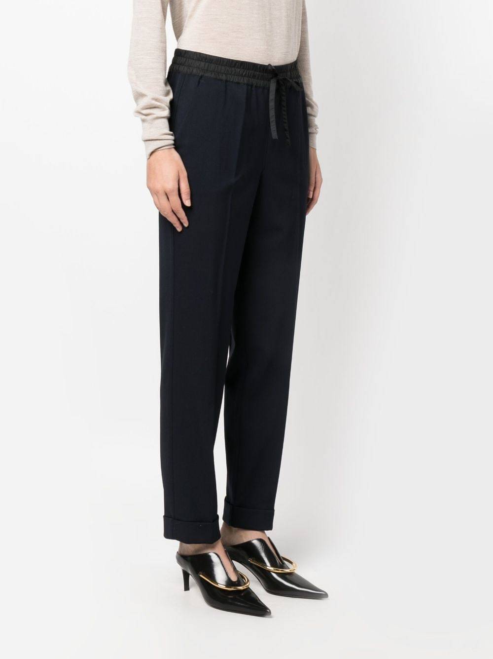 P.a.r.o.s.h Wool Blend Straight-leg Trousers With Cuffed Hem In Black