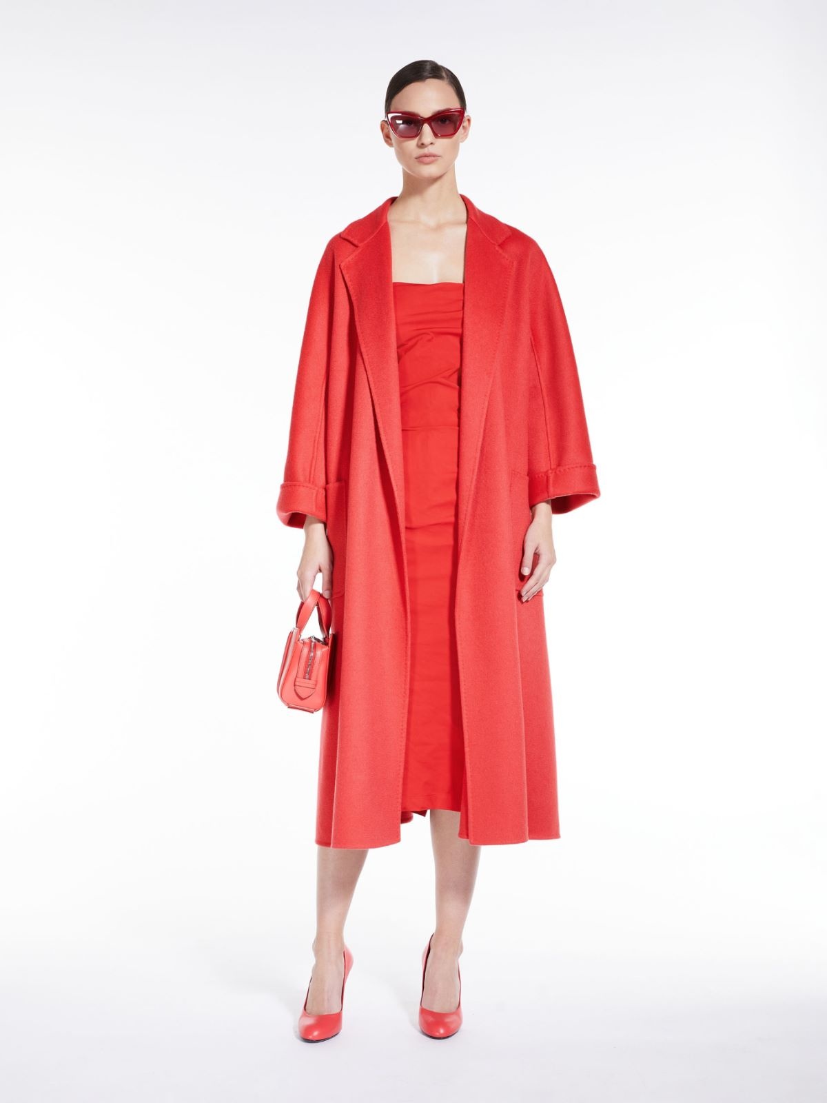 Max Mara Woman Coat Coral Size 12 Cashmere In Red