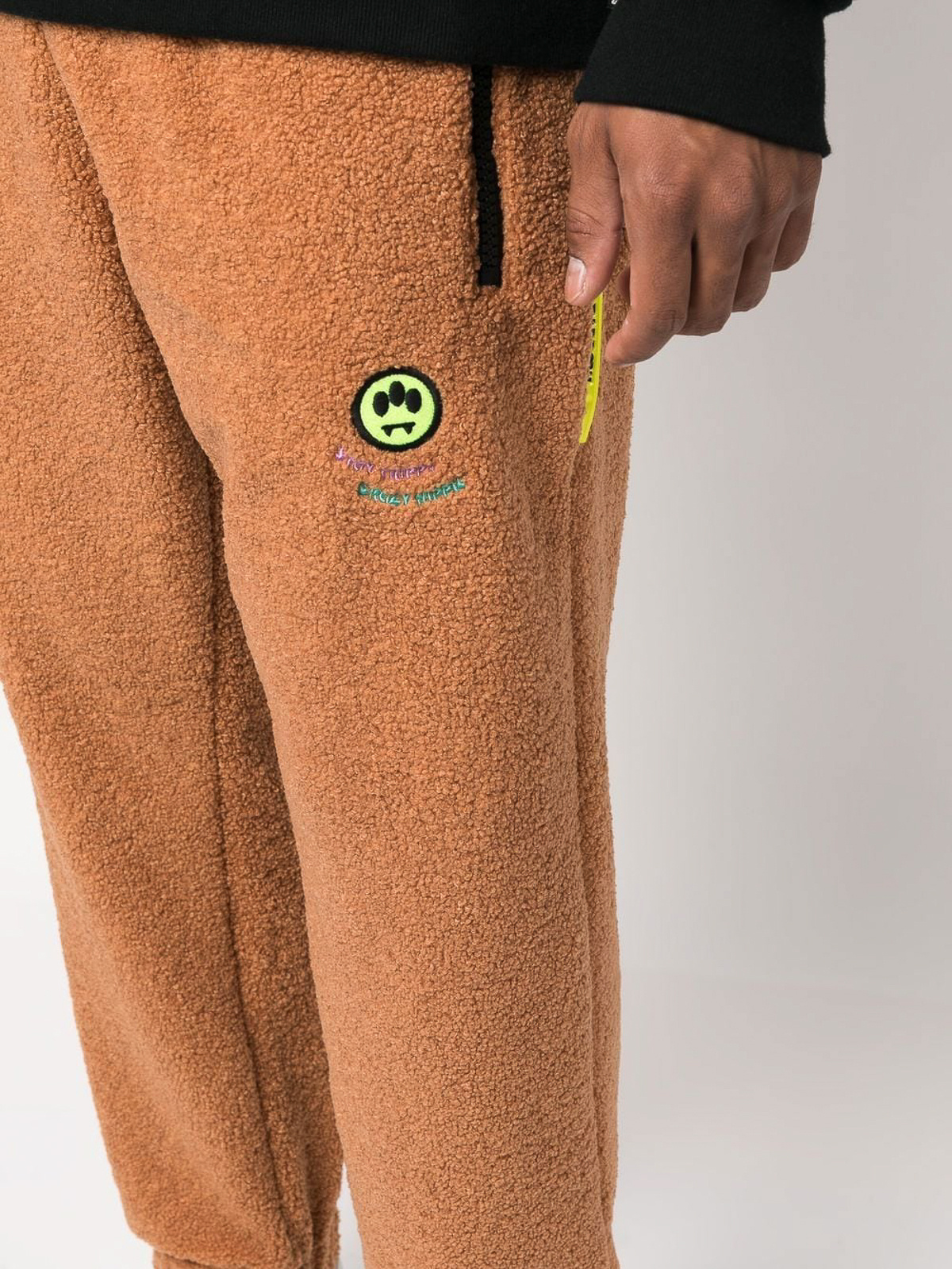 Barrow Logo-embroidered Fleece Sweatpants In Brown
