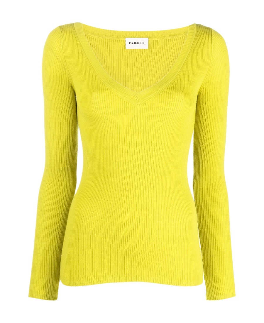 P.a.r.o.s.h V-neck Ribbed Wool Jumper In Yellow