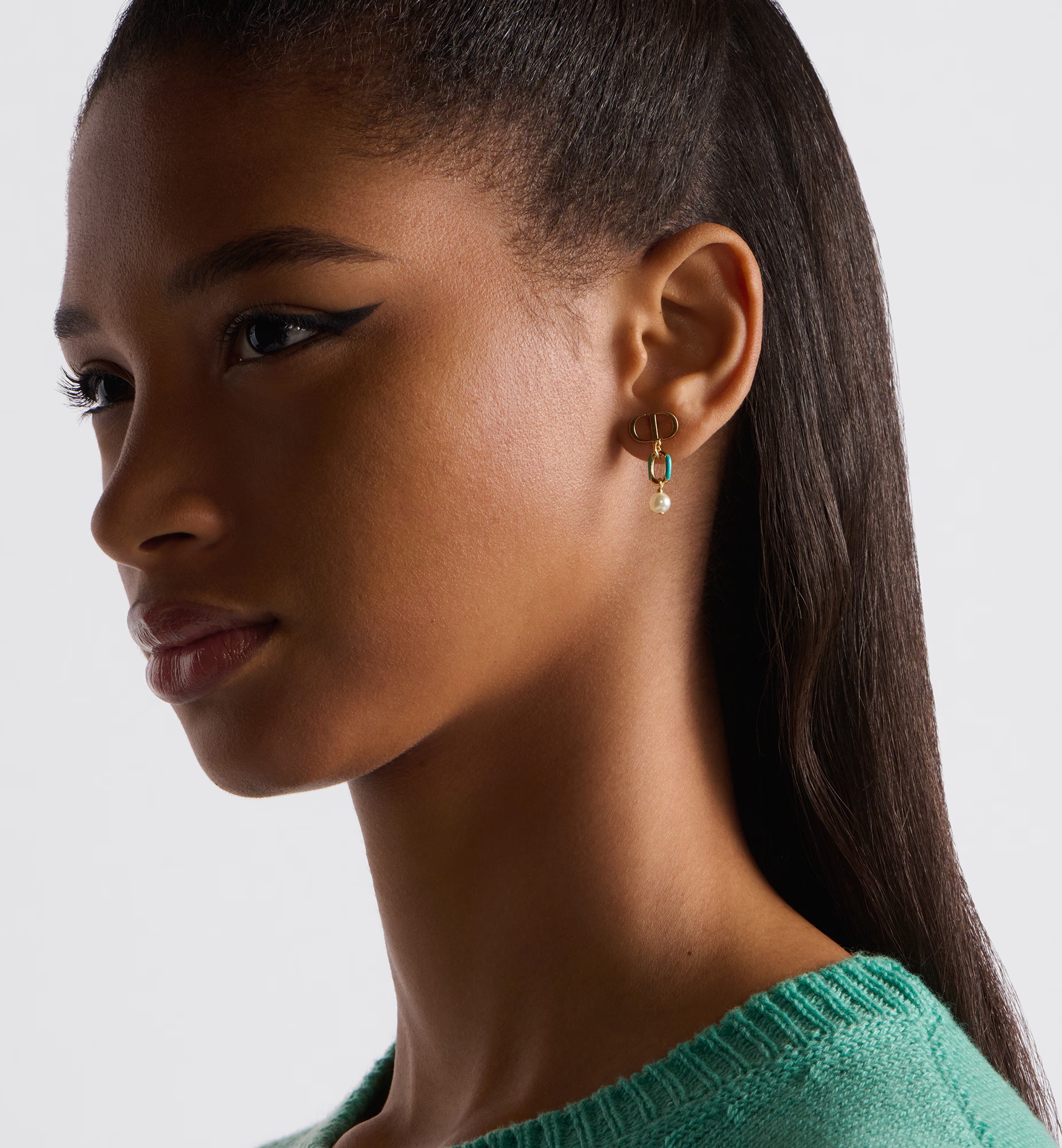 Shop Dior Iviera Petit Cd Earrings In Yellow
