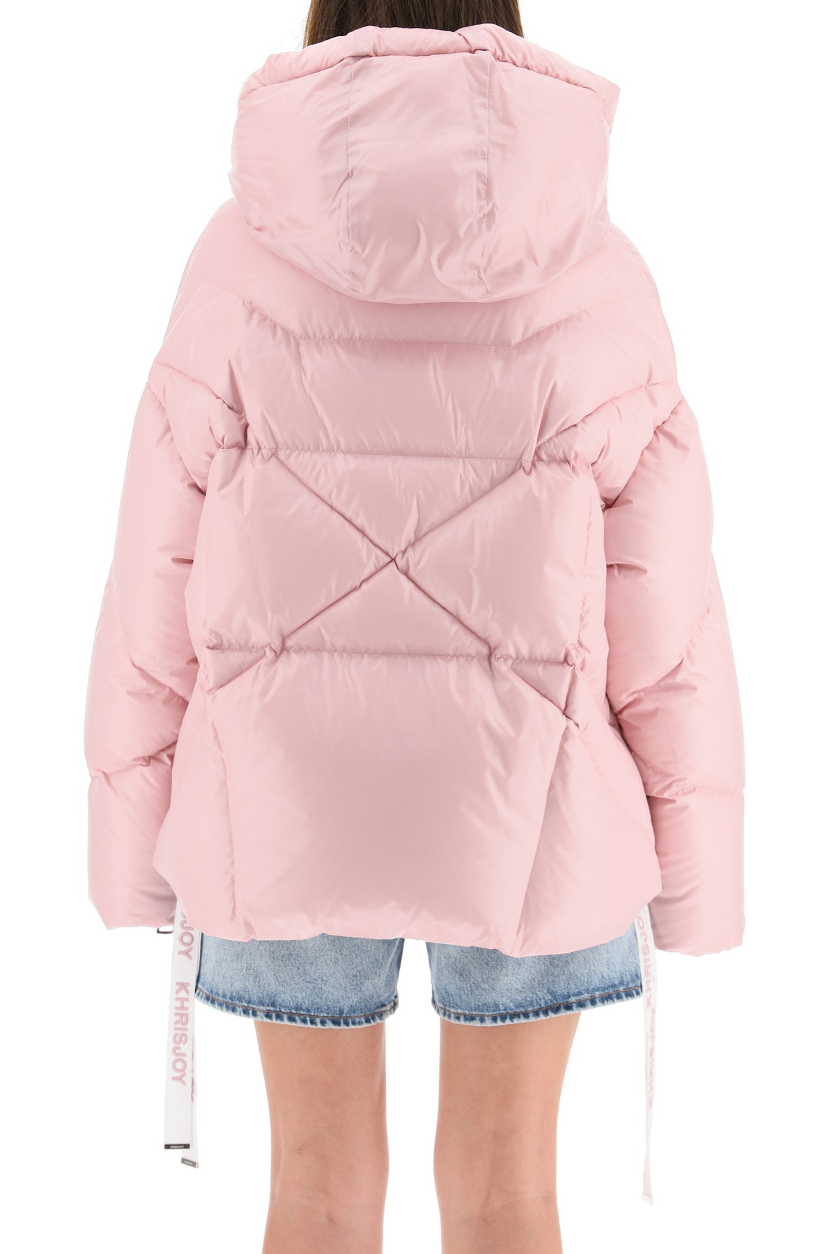 Khrisjoy Quilted Zip-up Shiny Puffer Jacket In Nude