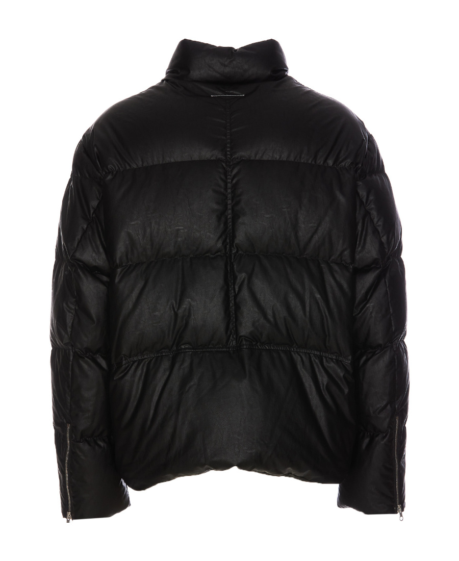 Mm6 Maison Margiela Zipper Long-sleeved Down Jacket In Black