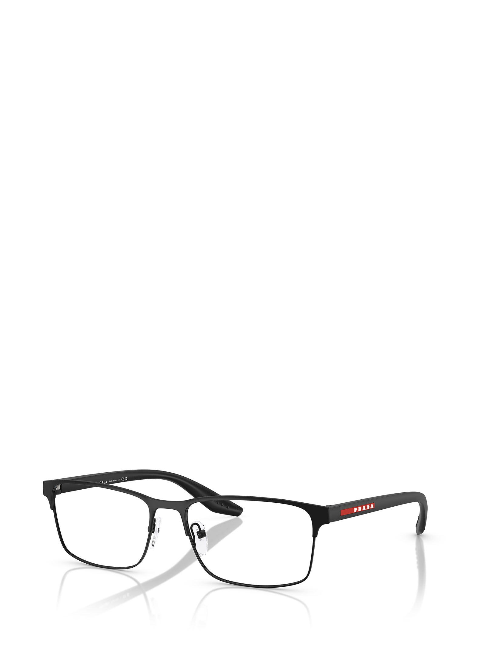 Prada 56mm Rectangular Optical Glasses In Black