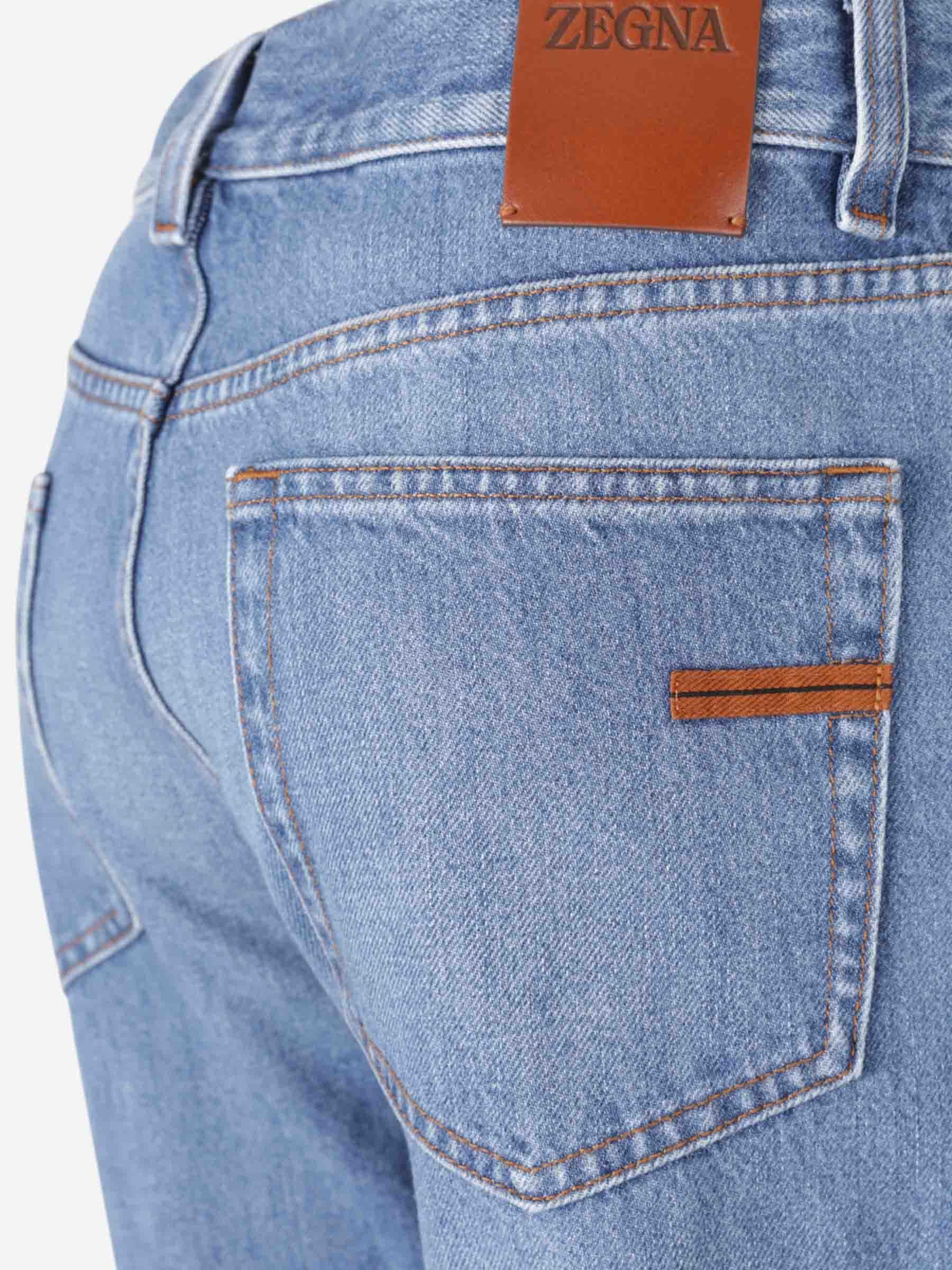 Shop Zegna Belt-loop Jeans In Blue