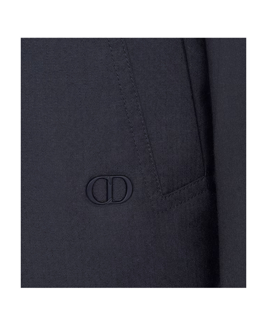 Dior Striped Textured Wool Casual Jacket In Blue