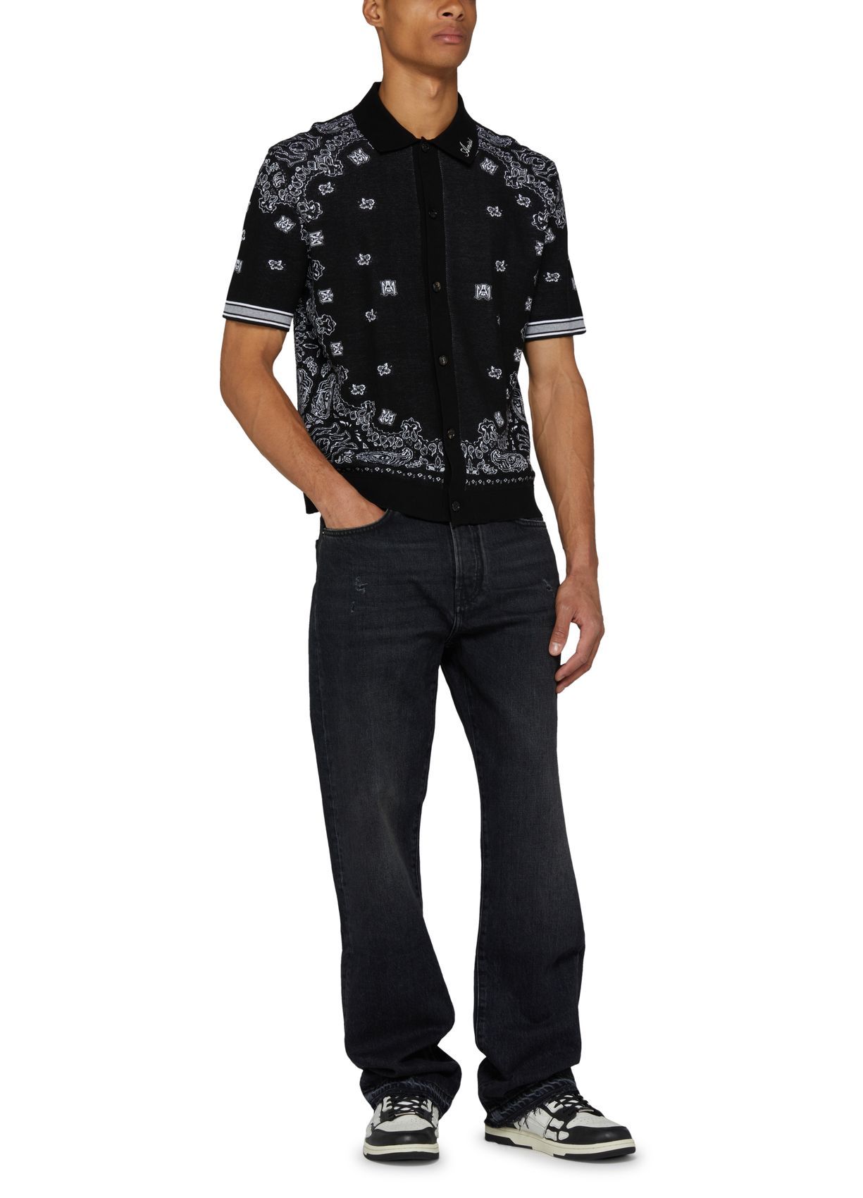 Amiri Straight Cut Loose Jeans In Black