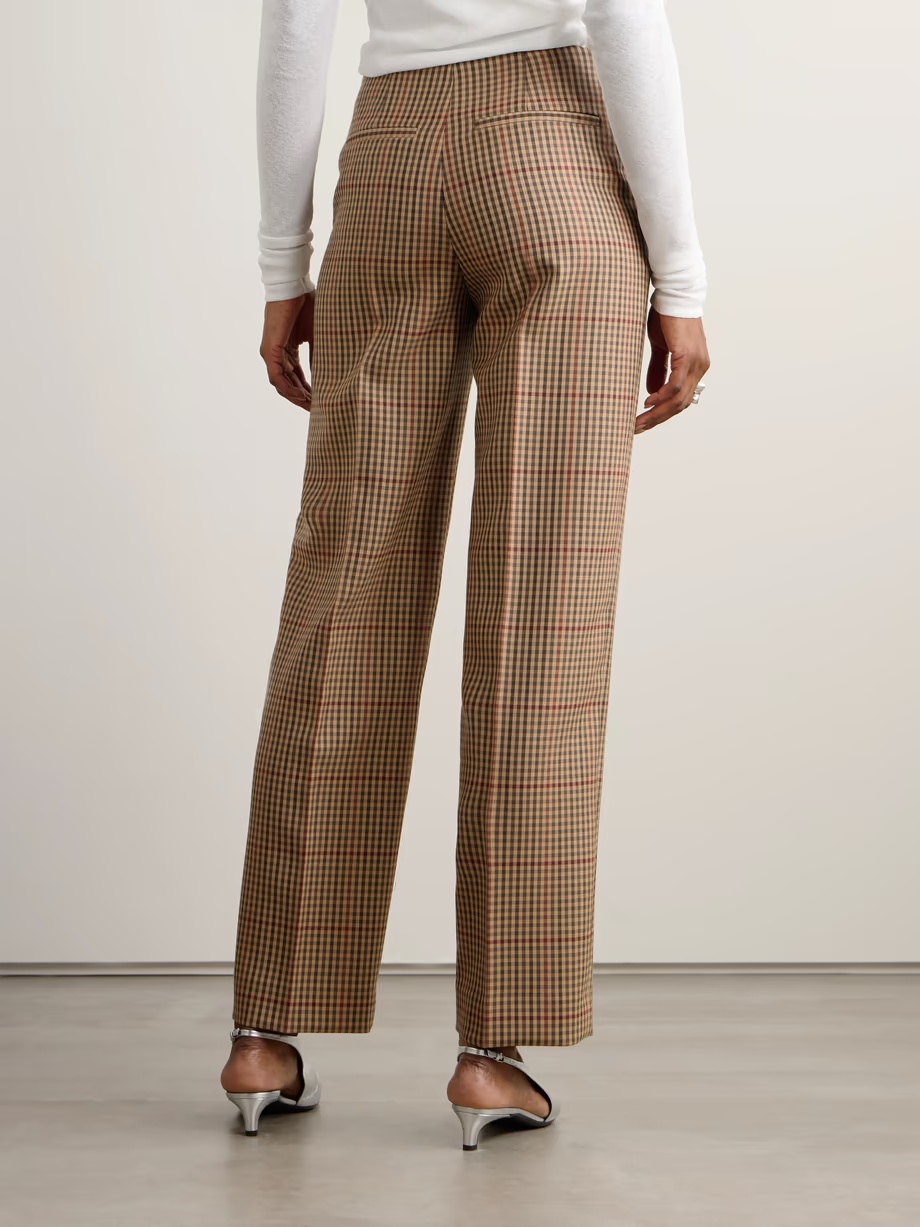 Dries Van Noten Check Straight Casual Pants In Brown
