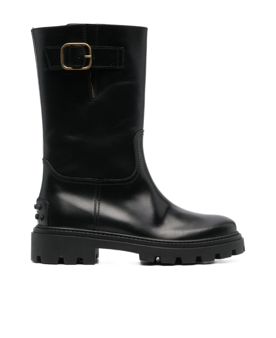 Tod's Buckle-detail Leather Boots In Black