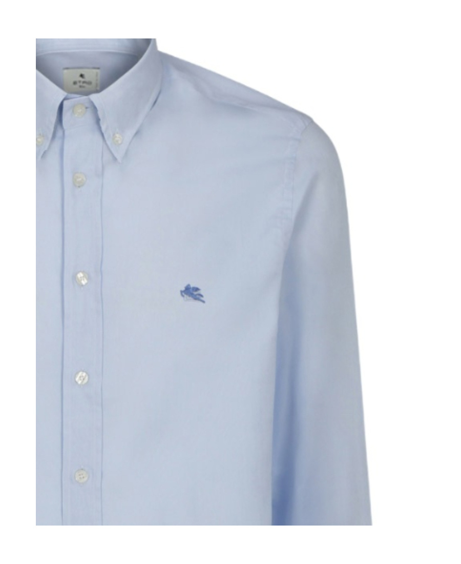Etro Logo-embroidered Button-down Shirt In Blue