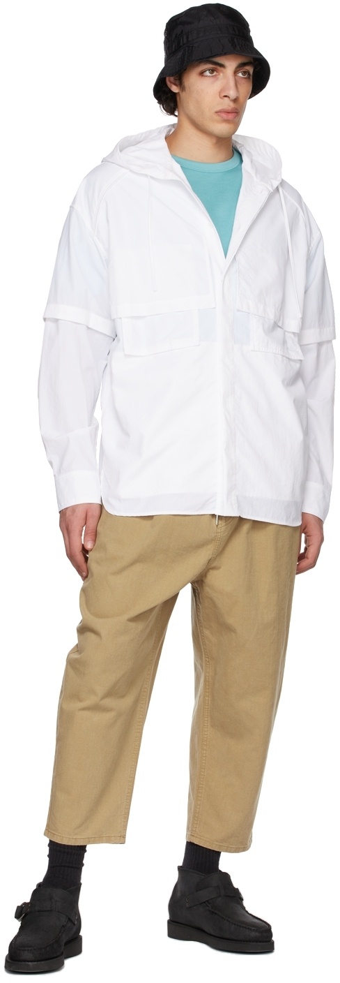 Juunj Logo Hooded Casual Jacket In White