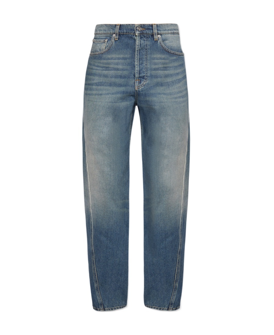 Lanvin Straight-leg Twist-detailed Cotton Jeans In Blue