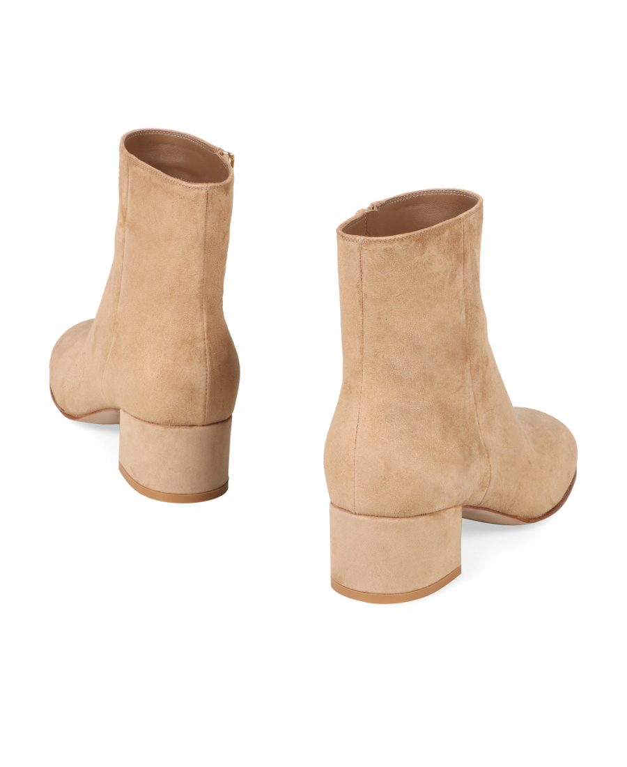 Shop Gianvito Rossi Joelle Round Toe Block Heel Ankle Boots In Nude