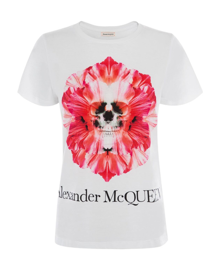 Alexander Mcqueen T-shirt With Round Neck And Short Sleeves In White