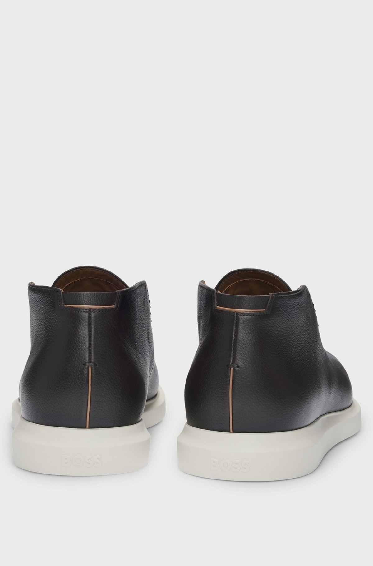 Hugo Boss Round Toe Boots In Black