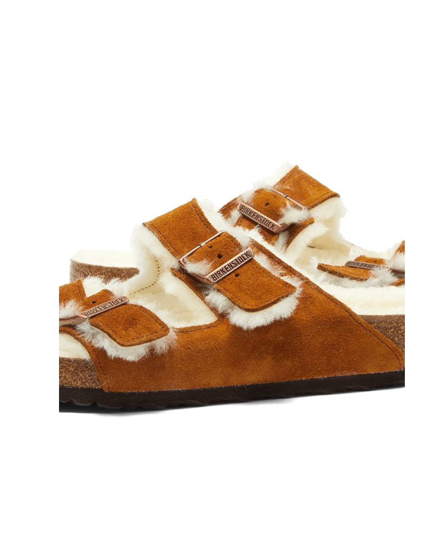 Birkenstock Arizona Shearling-lined Suede Sandals In Brown