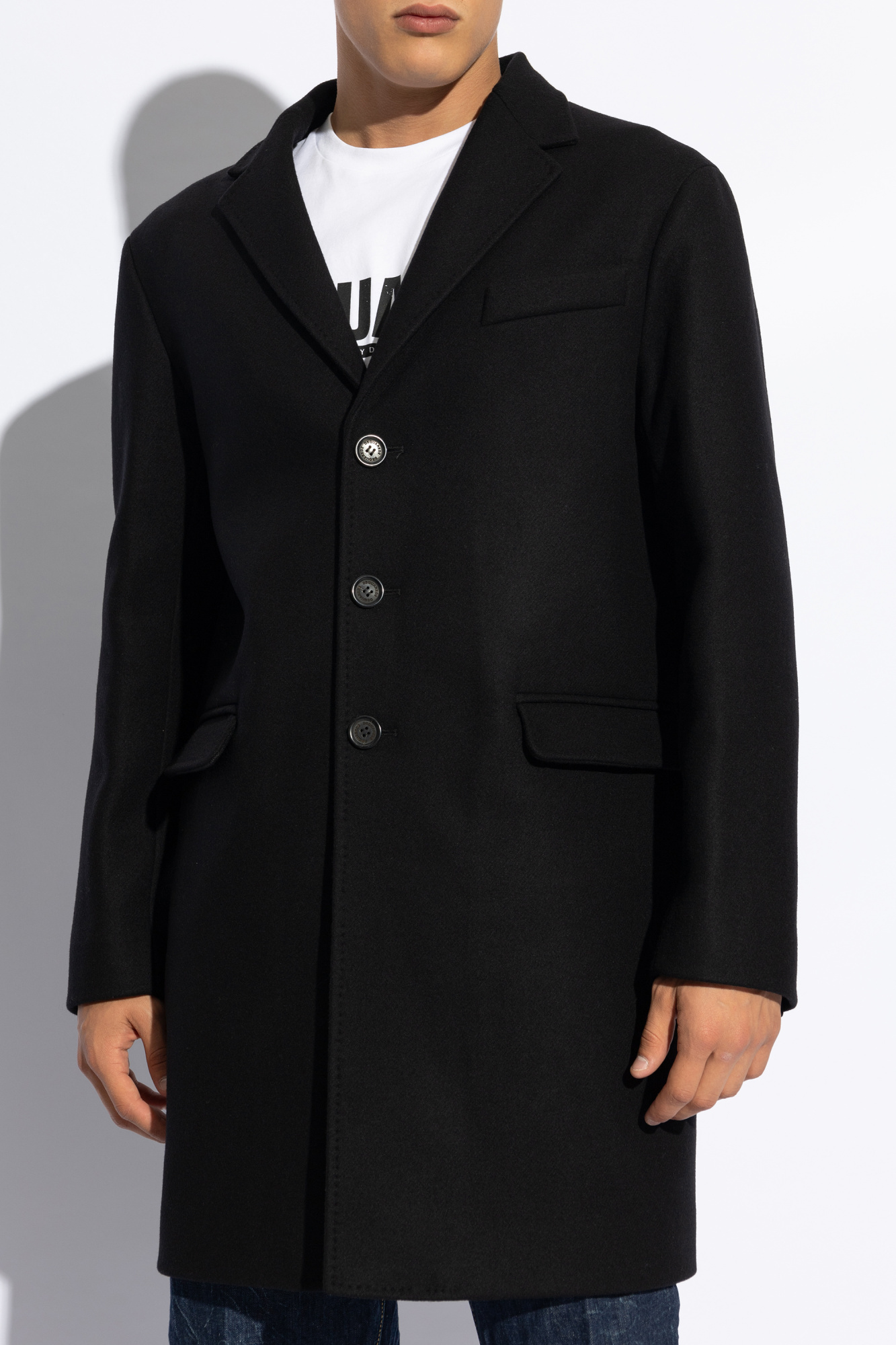 Dsquared2 Single-breasted Midi Coat In Black