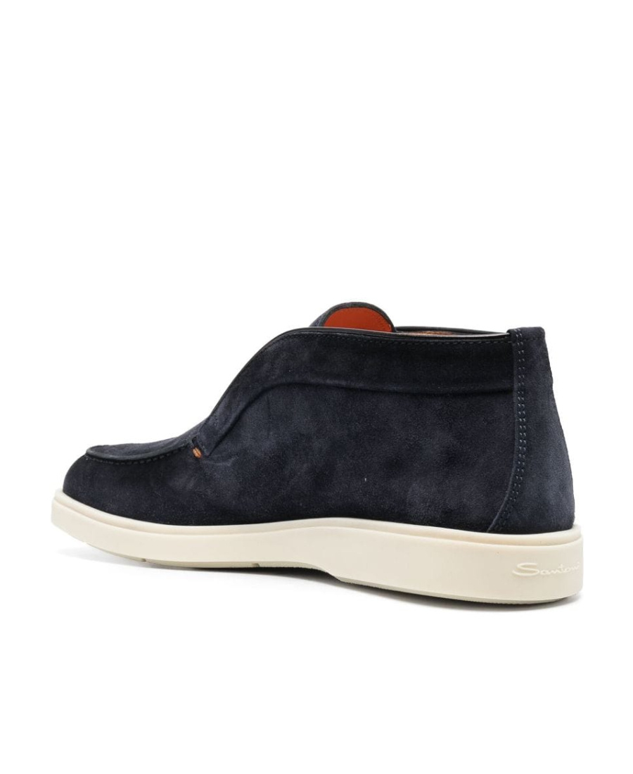 SANTONI TONAL-STITCHING LEATHER LOAFERS